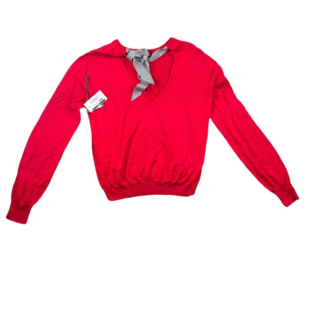 Eleventy Red Wool Silk Tie Back Longsleeve Sweater Size Women's Large NWT $445